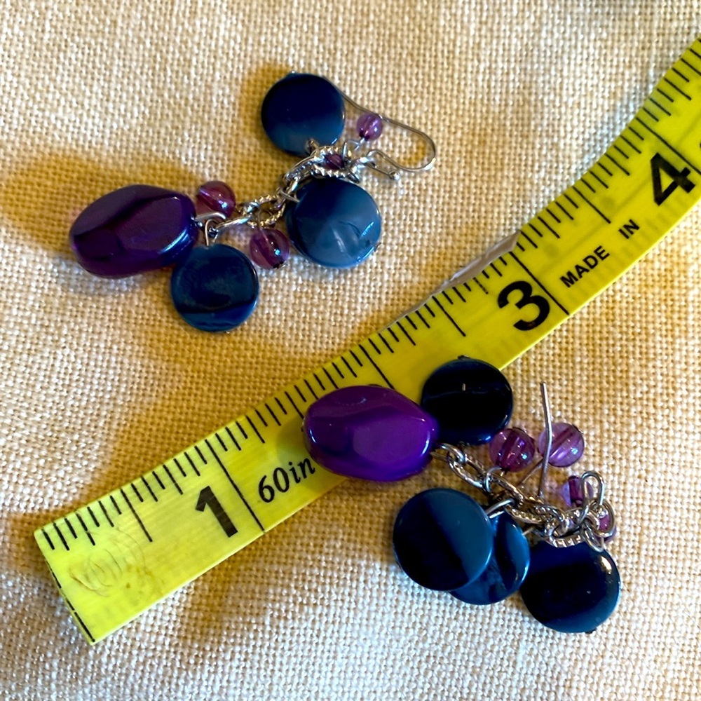 Jazzy pierced earrings. Purple. Lavender. Slate. Blue black. NEW. - Picture 4 of 4
